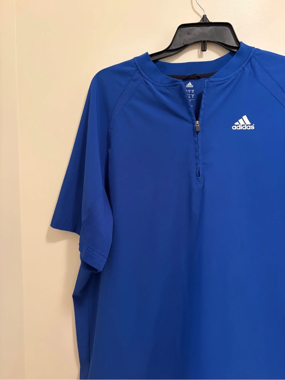 adidas Men's Bright Blue Short Sleeve Half-Zip Performance Windbreaker